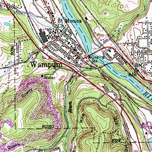 Topographic Map of Borough of Wampum, PA