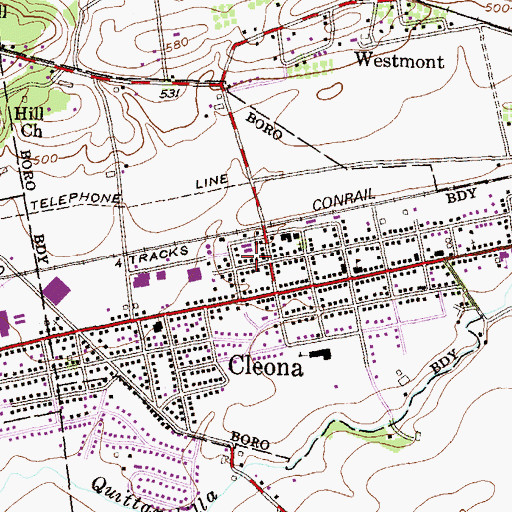 Topographic Map of Borough of Cleona, PA