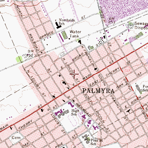 Topographic Map of Borough of Palmyra, PA