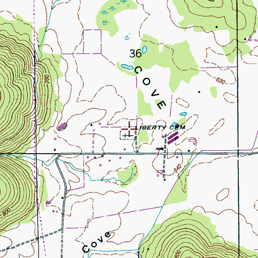 Topographic Map of Liberty Cemetery, AL