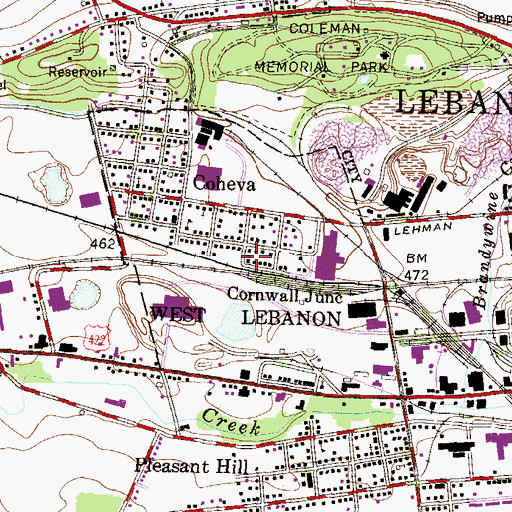 Topographic Map of Township of West Lebanon, PA