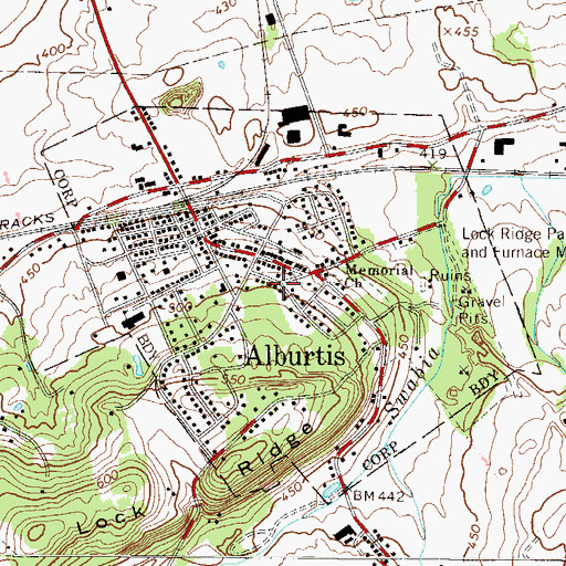 Topographic Map of Borough of Alburtis, PA