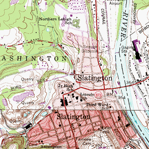 Topographic Map of Borough of Slatington, PA