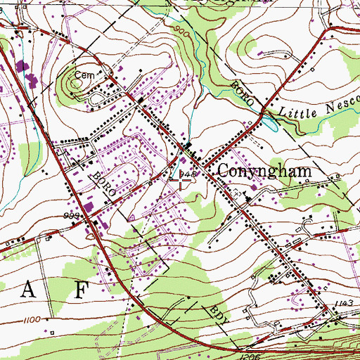 Topographic Map of Borough of Conyngham, PA