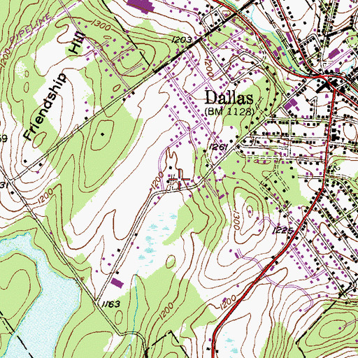 Topographic Map of Borough of Dallas, PA