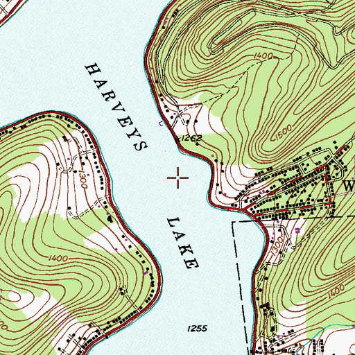 Topographic Map of Borough of Harveys Lake, PA