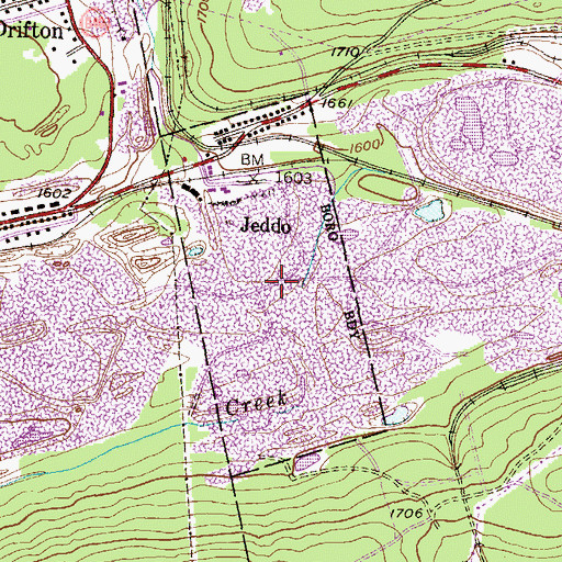 Topographic Map of Borough of Jeddo, PA
