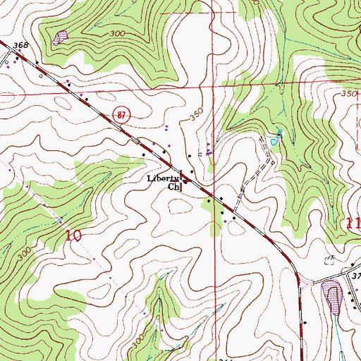 Topographic Map of Liberty Church, AL