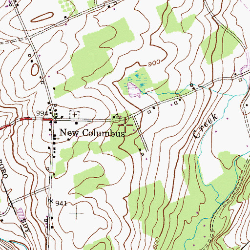 Topographic Map of Borough of New Columbus, PA