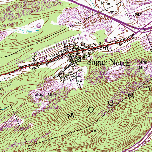Topographic Map of Borough of Sugar Notch, PA