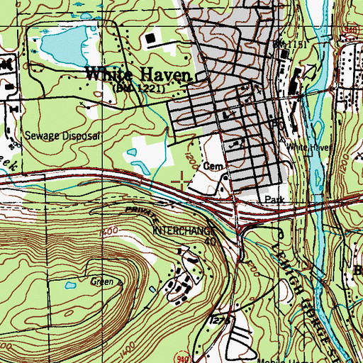 Topographic Map of Borough of White Haven, PA
