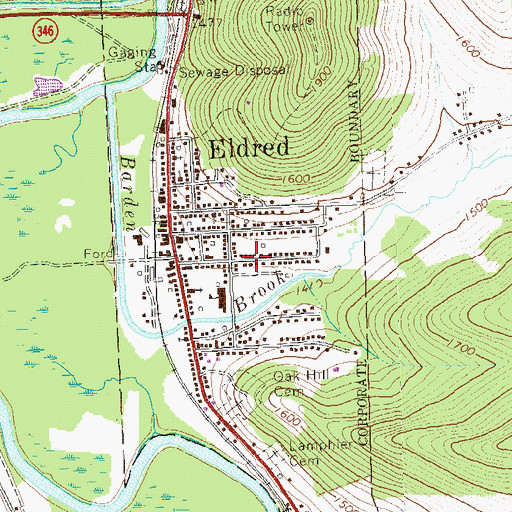 Topographic Map of Borough of Eldred, PA