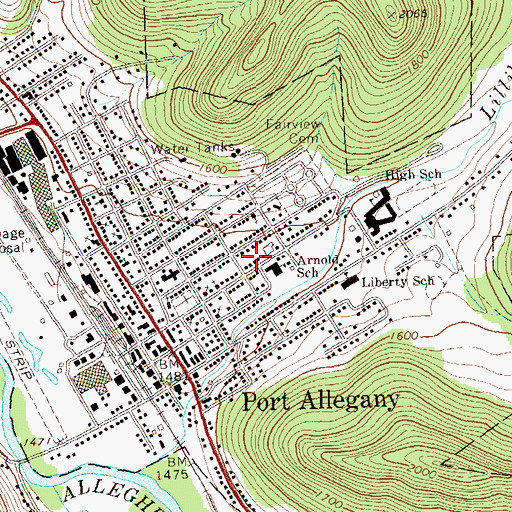 Topographic Map of Borough of Port Allegany, PA