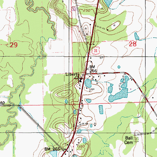 Topographic Map of Liberty Church, AL