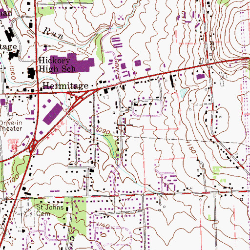 Topographic Map of City of Hermitage, PA