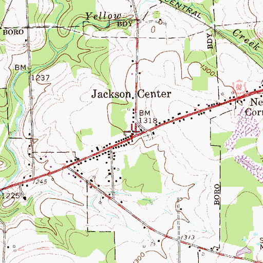 Topographic Map of Borough of Jackson Center, PA