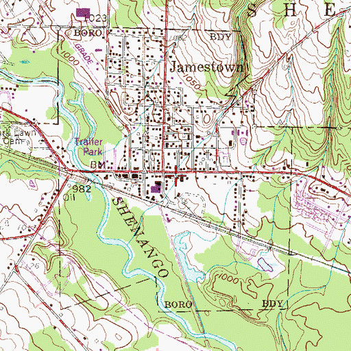 Topographic Map of Borough of Jamestown, PA