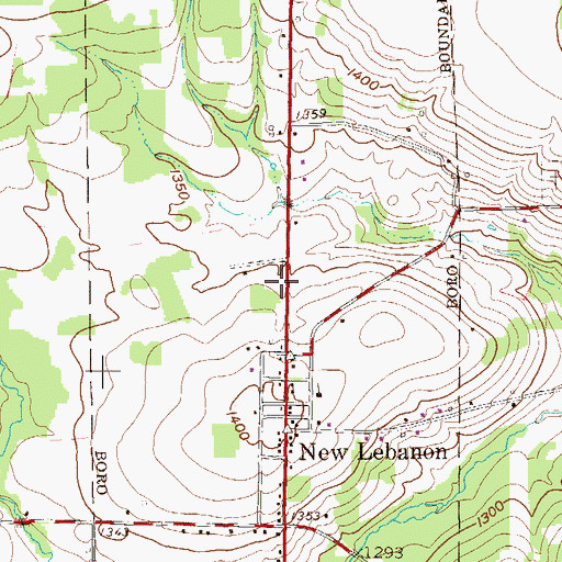 Topographic Map of Borough of New Lebanon, PA