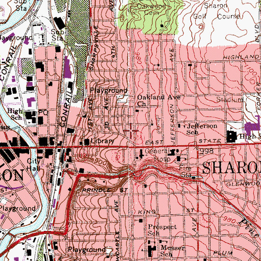Topographic Map of City of Sharon, PA