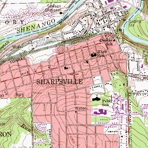 Topographic Map of Borough of Sharpsville, PA