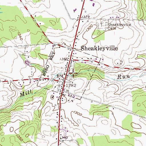 Topographic Map of Borough of Sheakleyville, PA