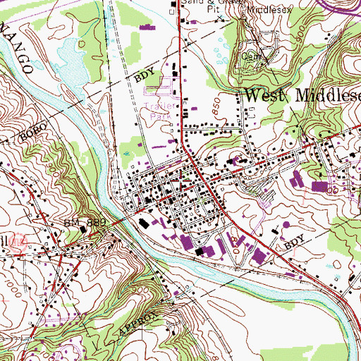 Topographic Map of Borough of West Middlesex, PA