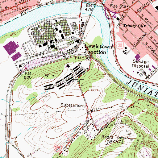 Topographic Map of Borough of Juniata Terrace, PA