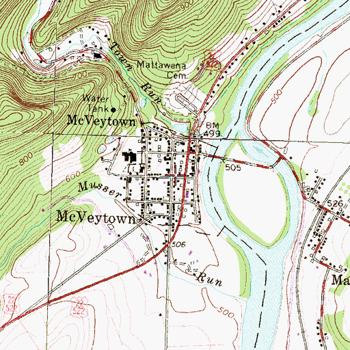 Topographic Map of Borough of McVeytown, PA