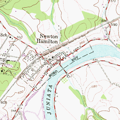 Topographic Map of Borough of Newton Hamilton, PA
