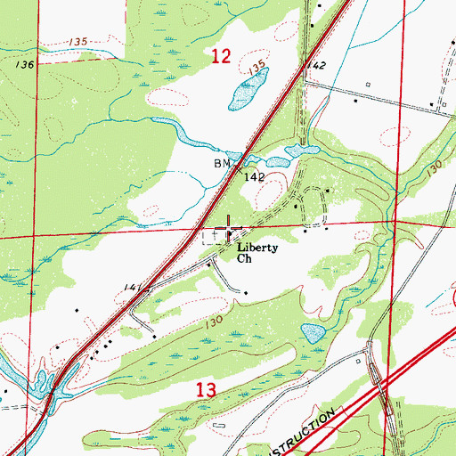 Topographic Map of Liberty Baptist Church, AL