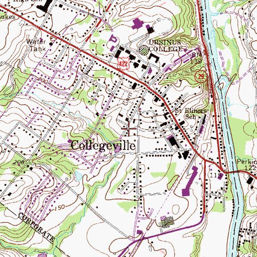 Topographic Map of Borough of Collegeville, PA
