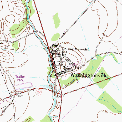 Topographic Map of Borough of Washingtonville, PA