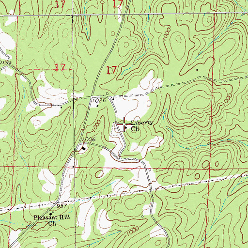 Topographic Map of Liberty Church, AL