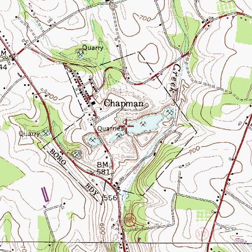 Topographic Map of Borough of Chapman, PA