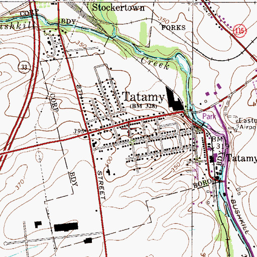 Topographic Map of Borough of Tatamy, PA