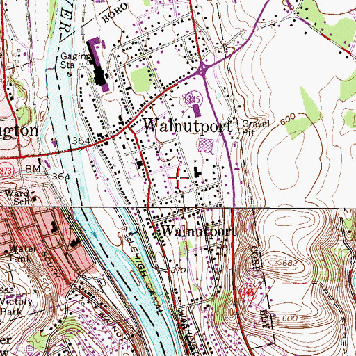 Topographic Map of Borough of Walnutport, PA