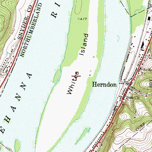 Topographic Map of Borough of Herndon, PA