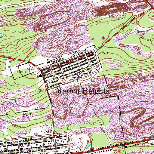 Topographic Map of Borough of Marion Heights, PA
