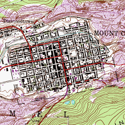Topographic Map of Borough of Mount Carmel, PA