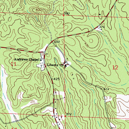 Topographic Map of Liberty Church, AL