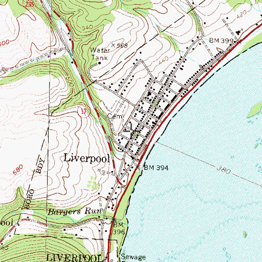 Topographic Map of Borough of Liverpool, PA