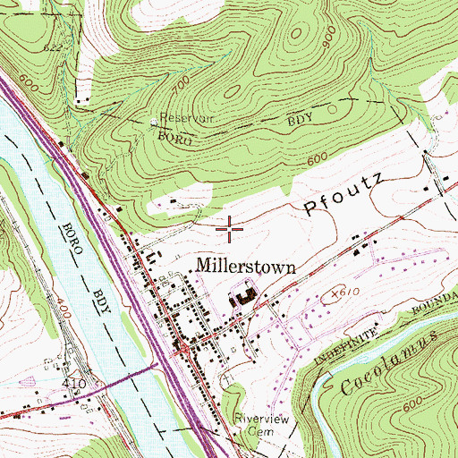 Topographic Map of Borough of Millerstown, PA