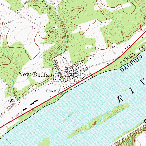 Topographic Map of Borough of New Buffalo, PA