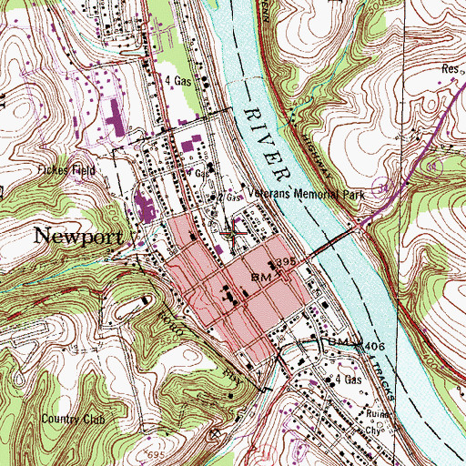 Topographic Map of Borough of Newport, PA