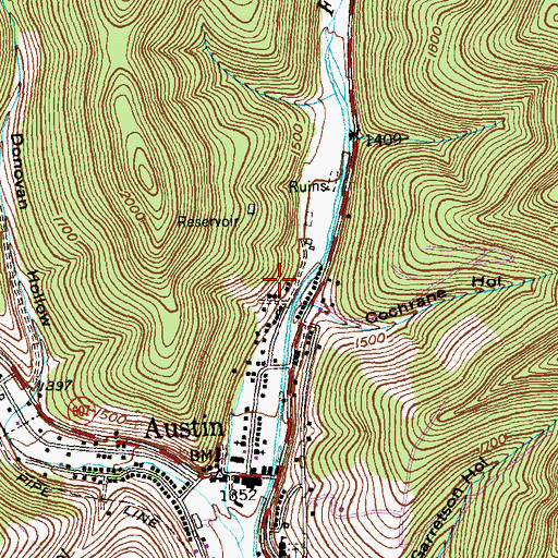 Topographic Map of Borough of Austin, PA