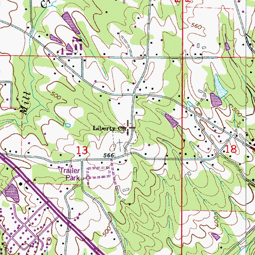 Topographic Map of Liberty Church, AL
