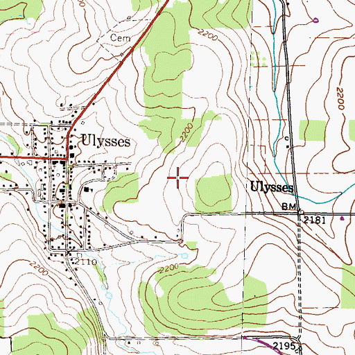 Topographic Map of Borough of Ulysses, PA