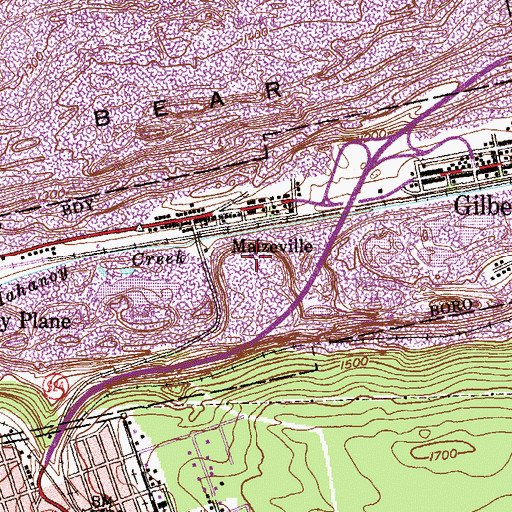 Topographic Map of Borough of Gilberton, PA