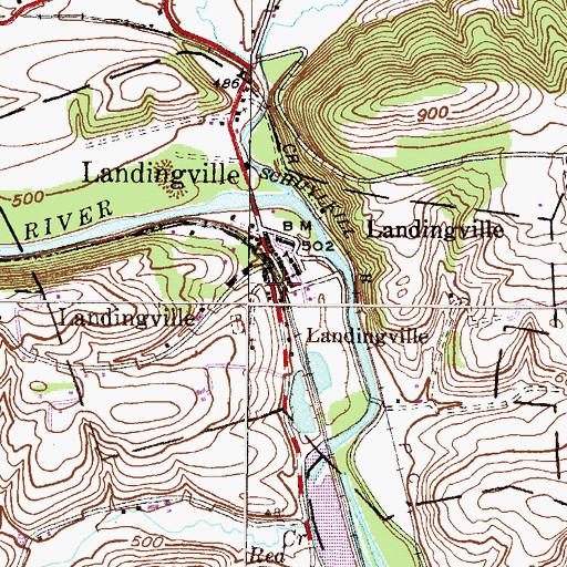 Topographic Map of Borough of Landingville, PA