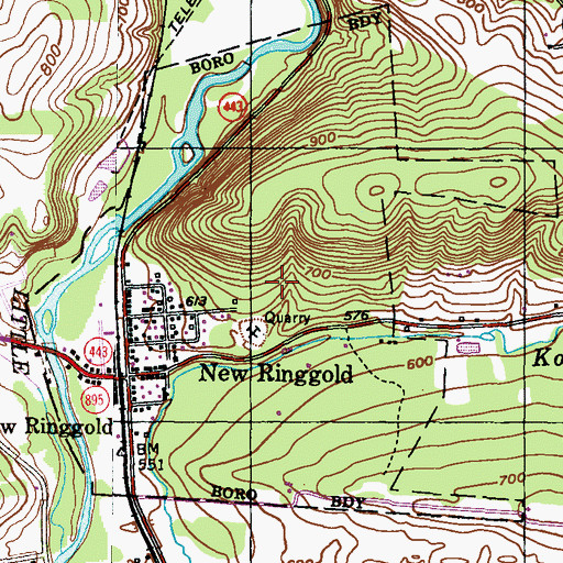 Topographic Map of Borough of New Ringgold, PA
